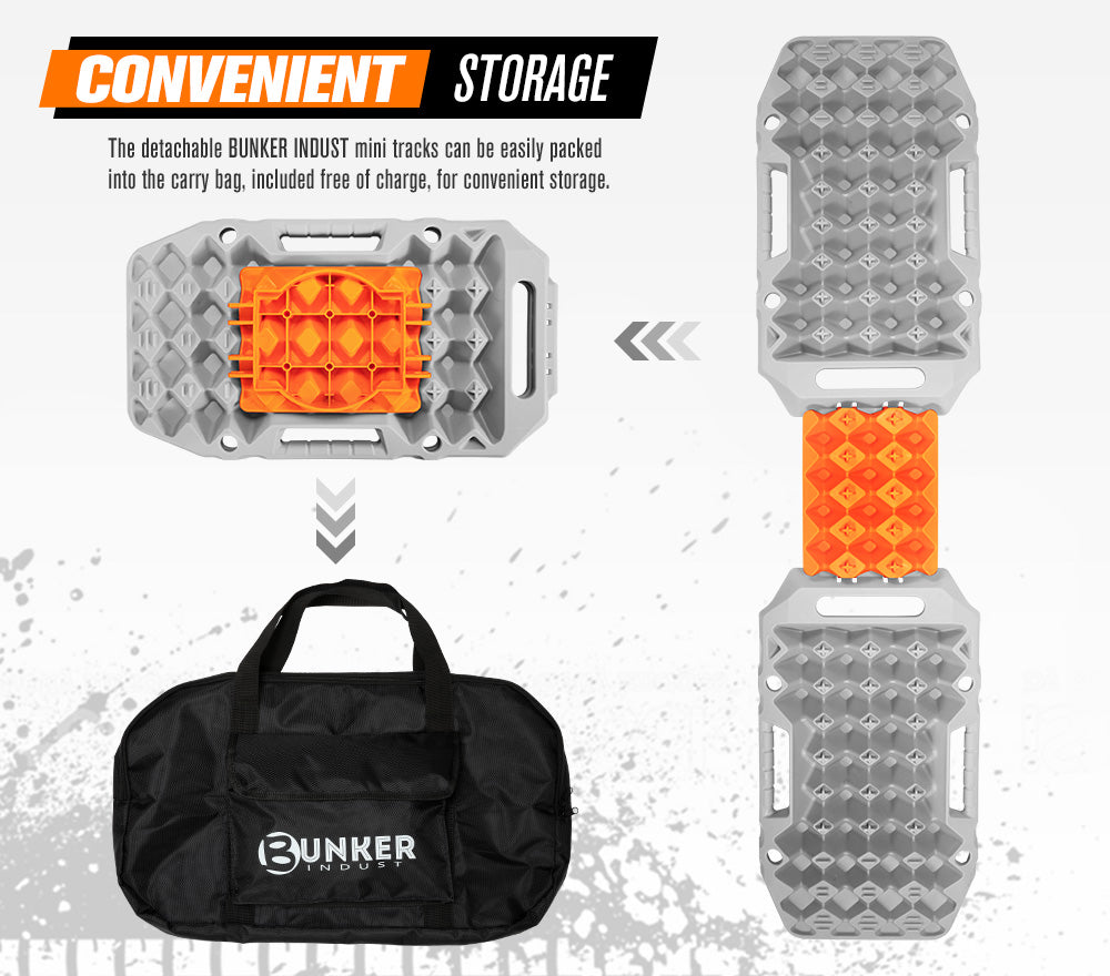 BUNKER INDUST 15Ton Mini Recovery Boards with Jack Base - Grey