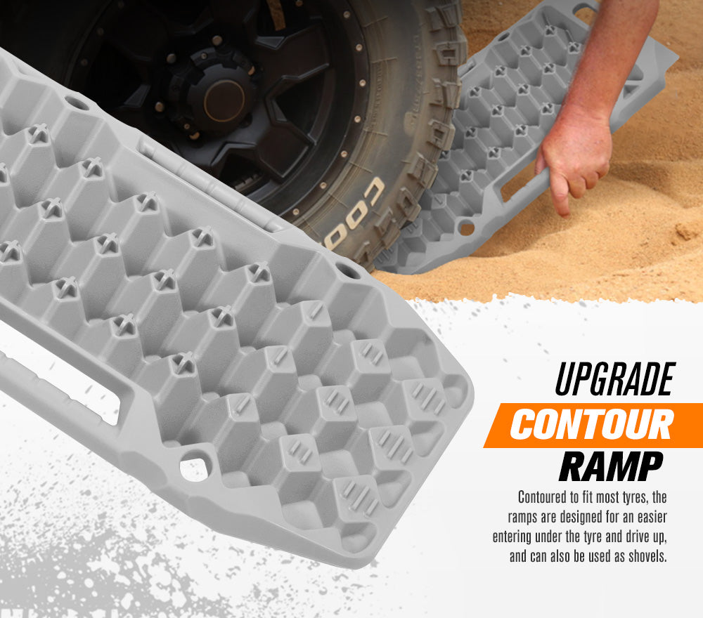 BUNKER INDUST 15Ton Mini Recovery Boards with Jack Base - Grey