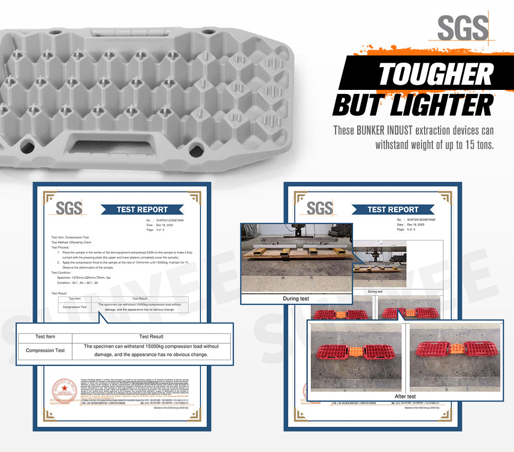 BUNKER INDUST 15Ton Mini Recovery Boards with Jack Base - Grey