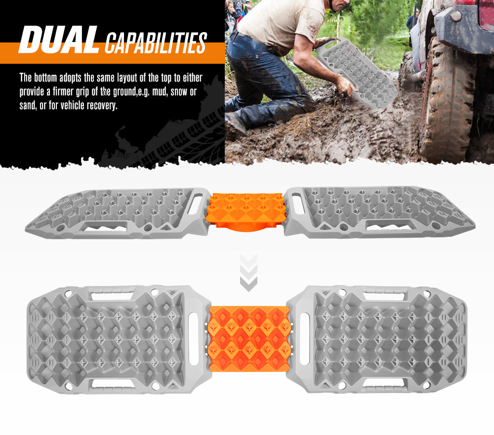 BUNKER INDUST 15Ton Mini Recovery Boards with Jack Base - Grey