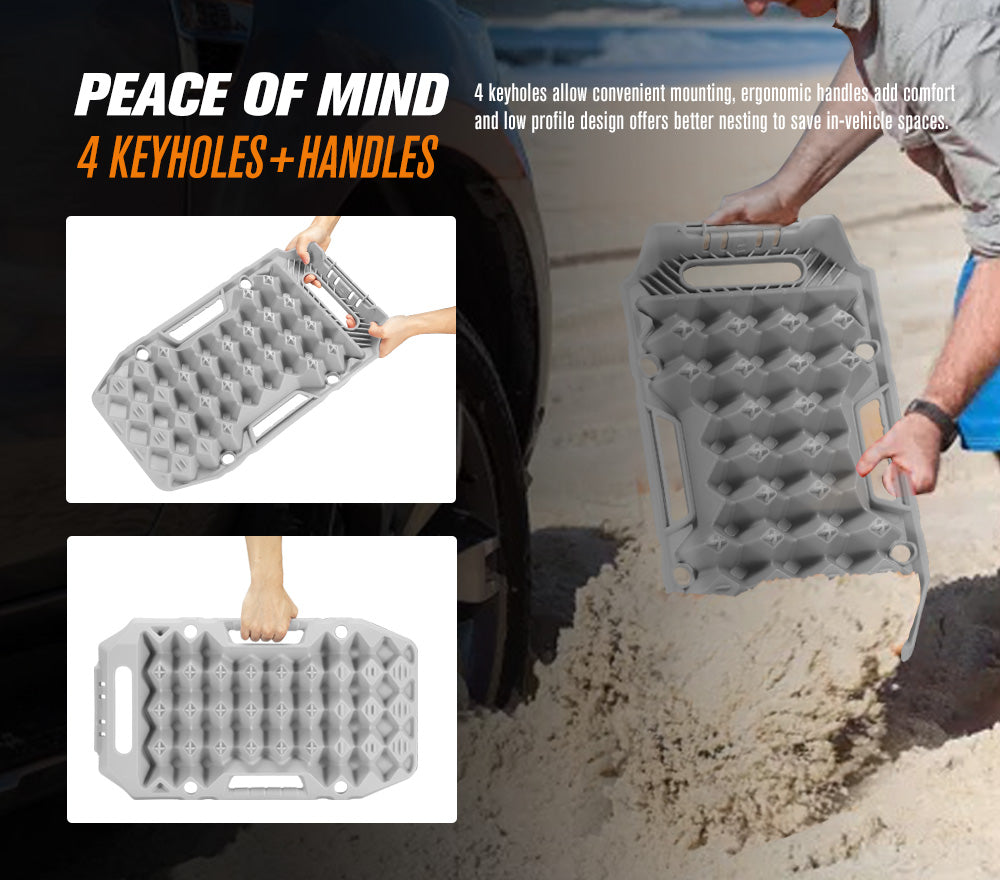 BUNKER INDUST 15Ton Mini Recovery Boards with Jack Base - Grey