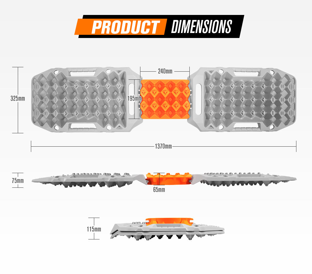BUNKER INDUST 15Ton Mini Recovery Boards with Jack Base - Grey