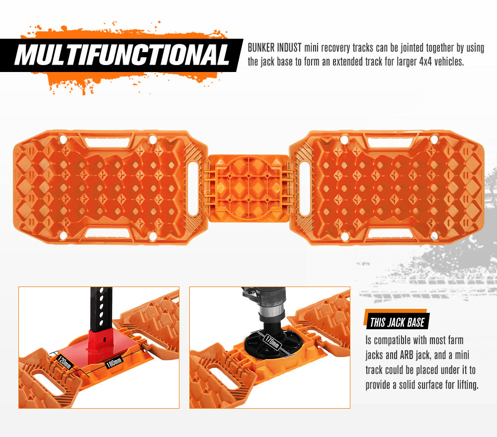 BUNKER INDUST 15Ton Mini Recovery Boards with Jack Base - Orange