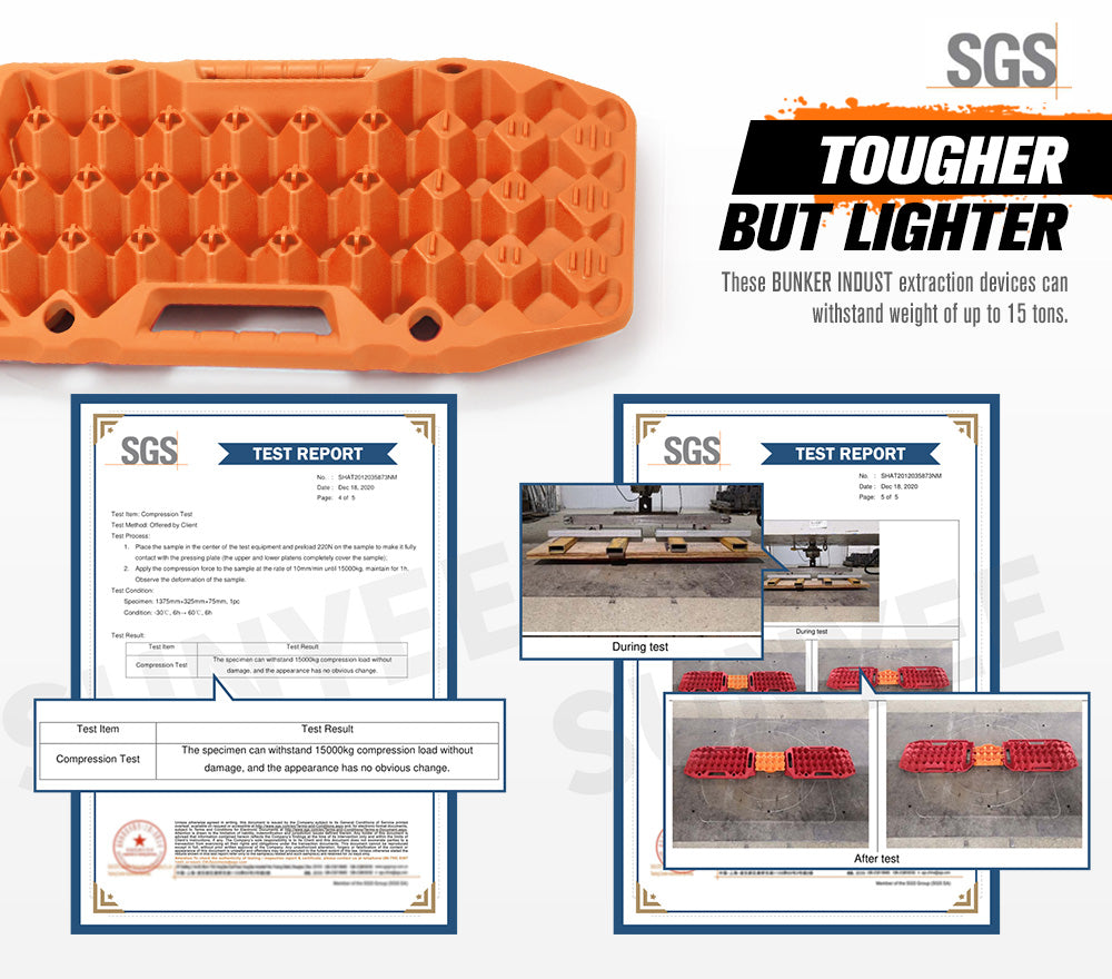 BUNKER INDUST 15Ton Mini Recovery Boards with Jack Base - Orange