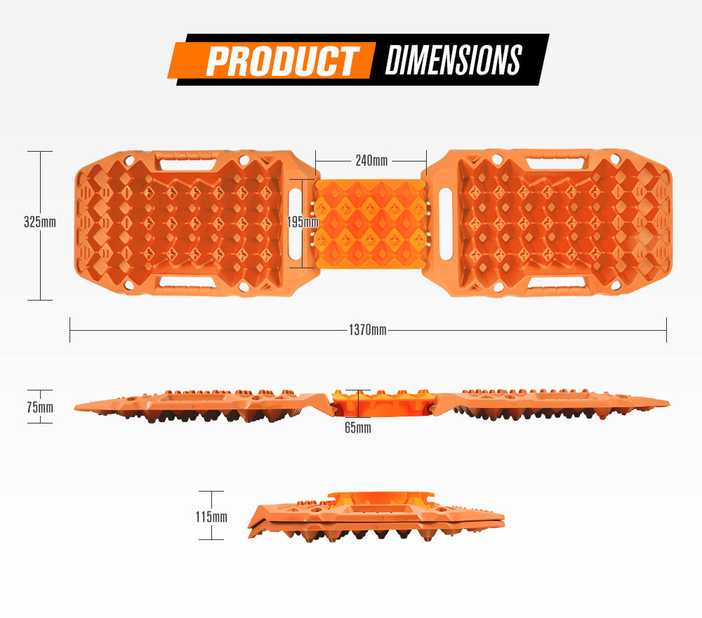 BUNKER INDUST 15Ton Mini Recovery Boards with Jack Base - Orange