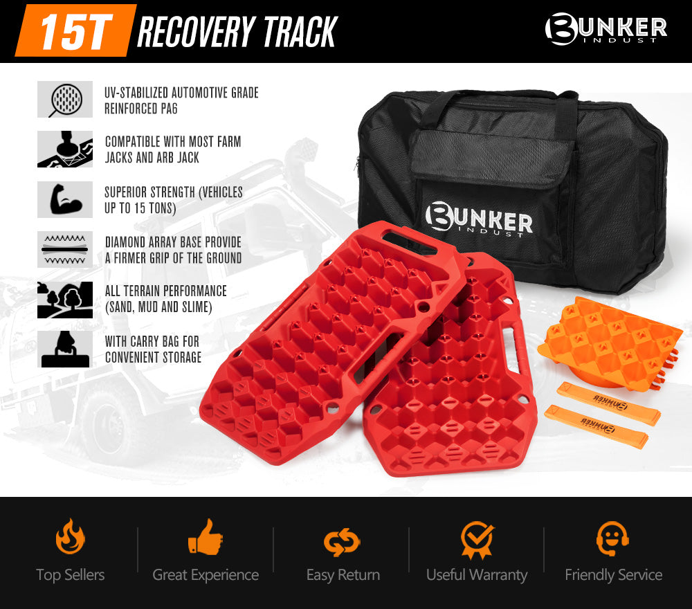 BUNKER INDUST 15Ton Mini Recovery Boards with Jack Base - Red