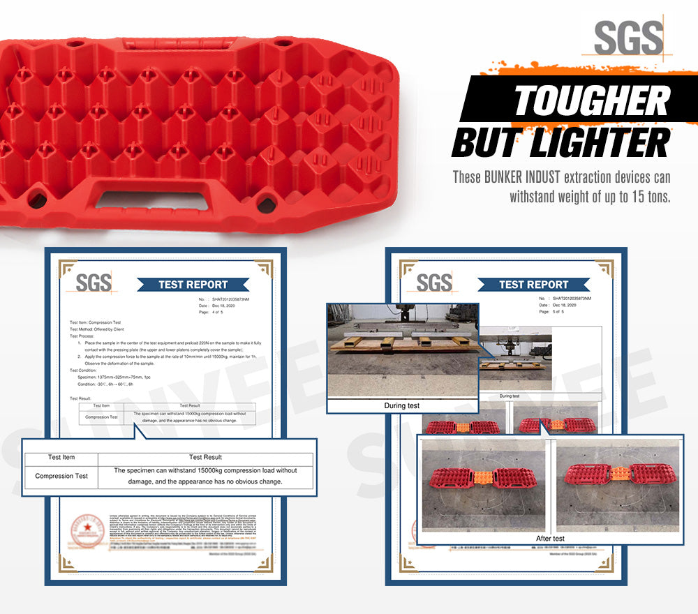 BUNKER INDUST 15Ton Mini Recovery Boards with Jack Base - Red