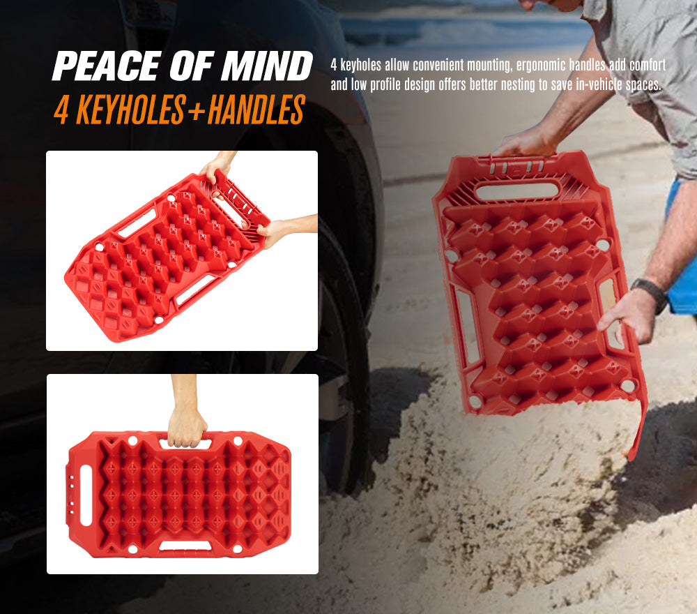 BUNKER INDUST 15Ton Mini Recovery Boards with Jack Base - Red