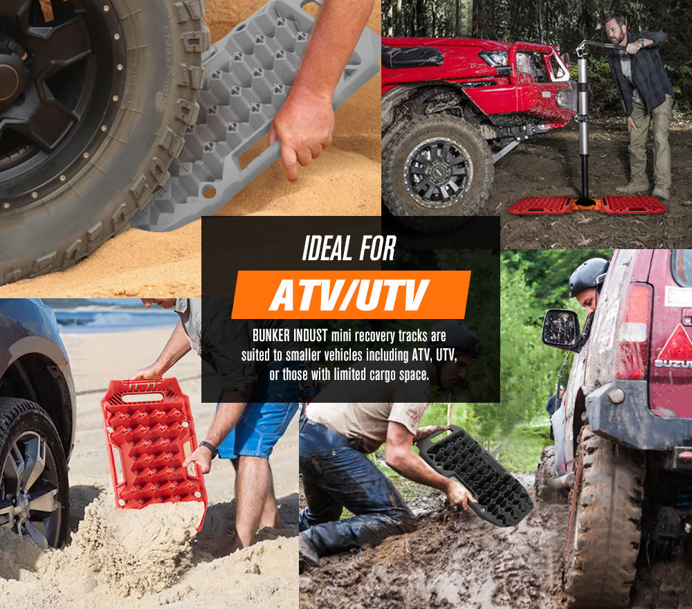 BUNKER INDUST 15Ton Mini Recovery Boards with Jack Base - Red