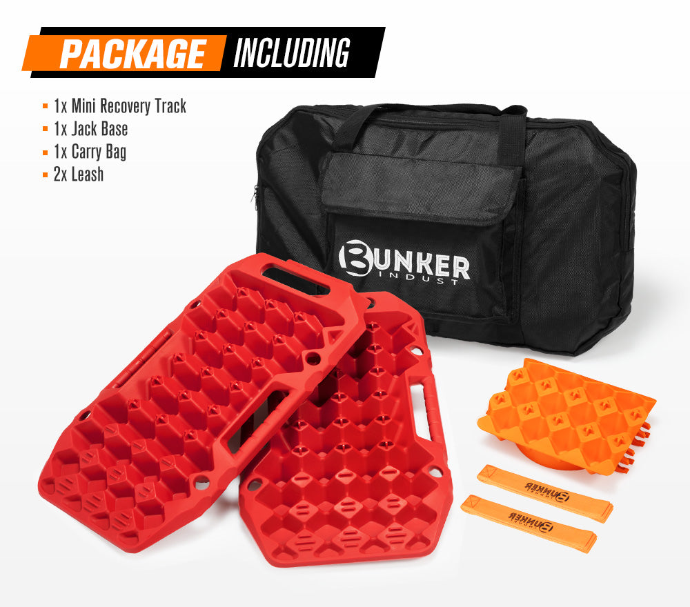 BUNKER INDUST 15Ton Mini Recovery Boards with Jack Base - Red