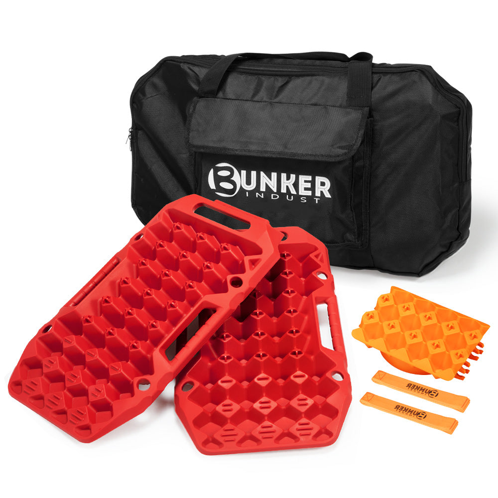 BUNKER INDUST 15Ton Mini Recovery Boards with Jack Base - Red