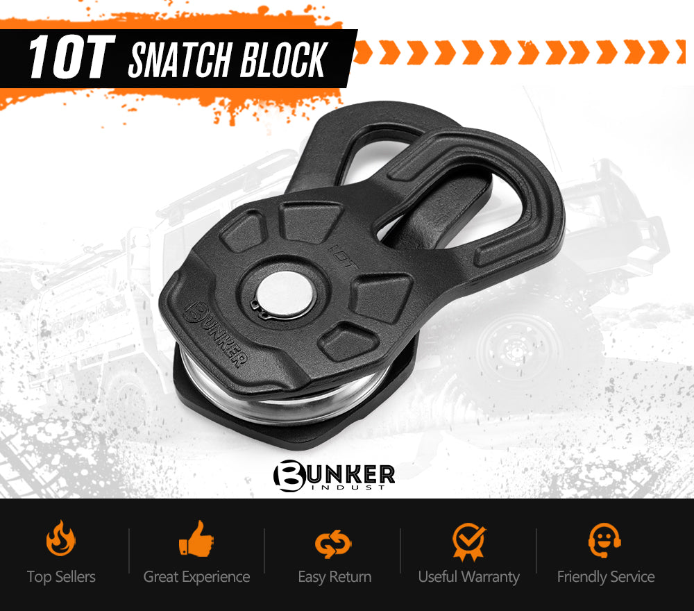 Bunker Indust 10 Ton Recovery Snatch Block Heavy Duty Rated Pulley Offroad 4WD