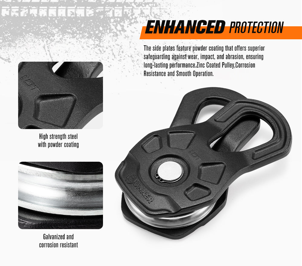 Bunker Indust 10 Ton Recovery Snatch Block Heavy Duty Rated Pulley Offroad 4WD