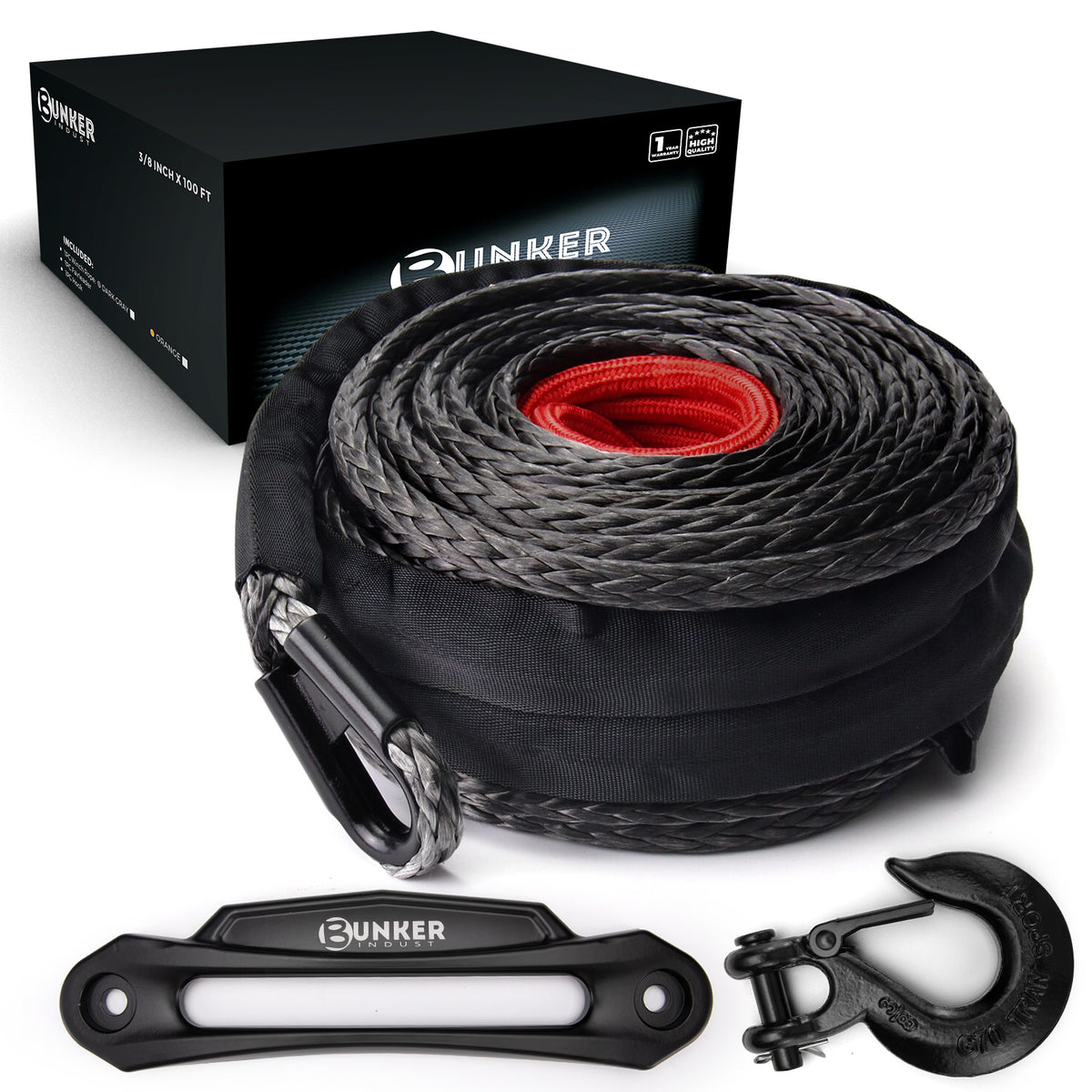 Bunket Rope BUNKER INDUST Synthetic Winch Rope Kit,3/8