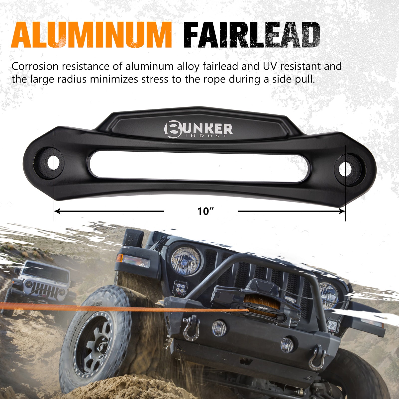 BUNKER INDUST Synthetic Winch Rope Kit,3/8" x 100' 23809LBS Winch Line Cable Replacement with Protective Sleeve+Winch Fairlead+Hook