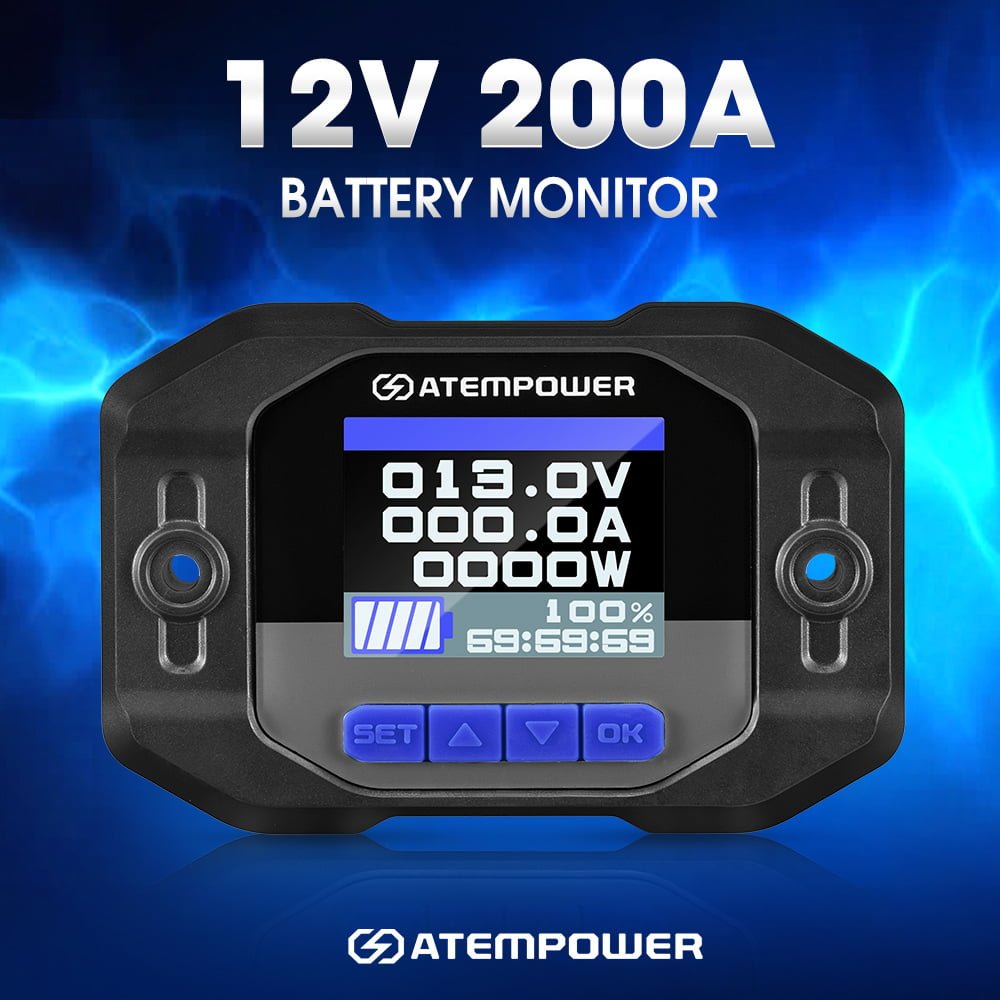 Atem Power Battery Monitor High Low Voltage 200A w/Shunt Wire 12V Battery