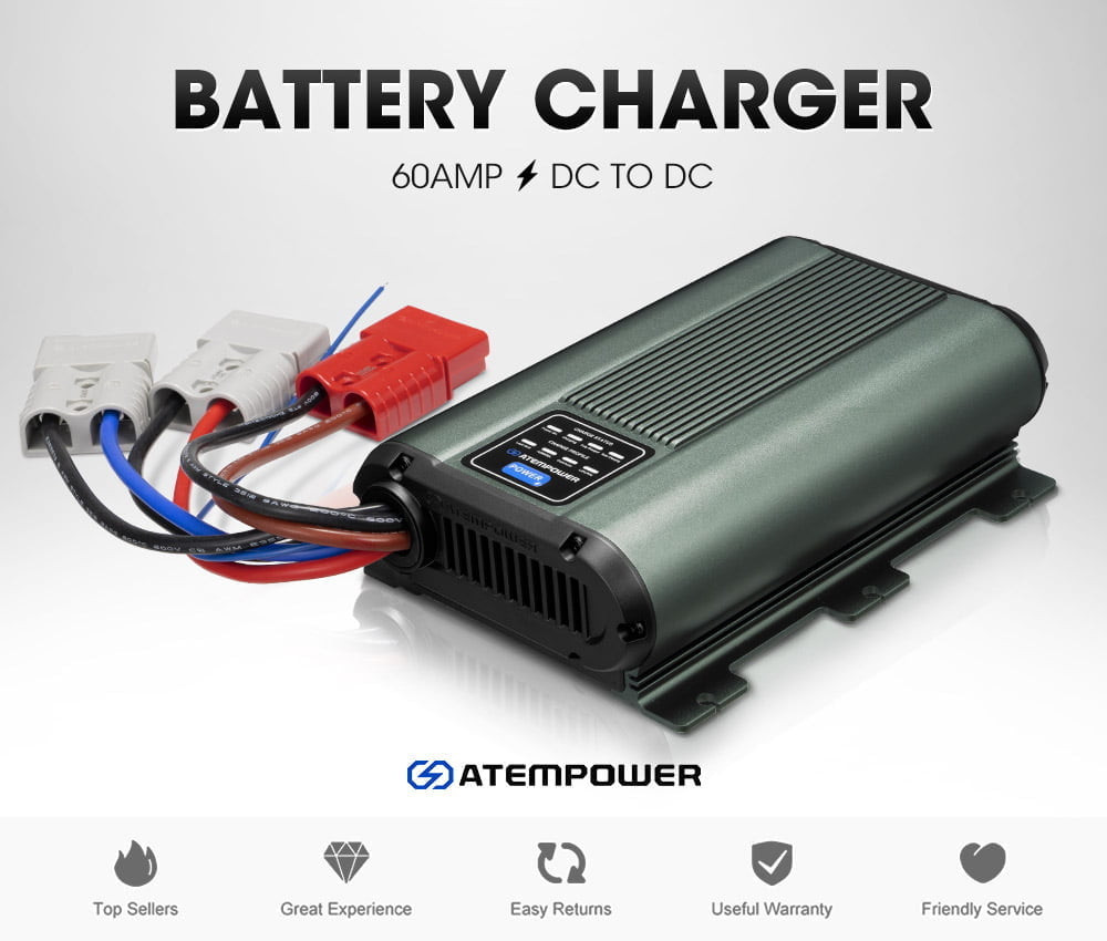 ATEM POWER 12V 60A DC to DC Battery Charger MPPT Dual Battery AGM Lithium LifePO4