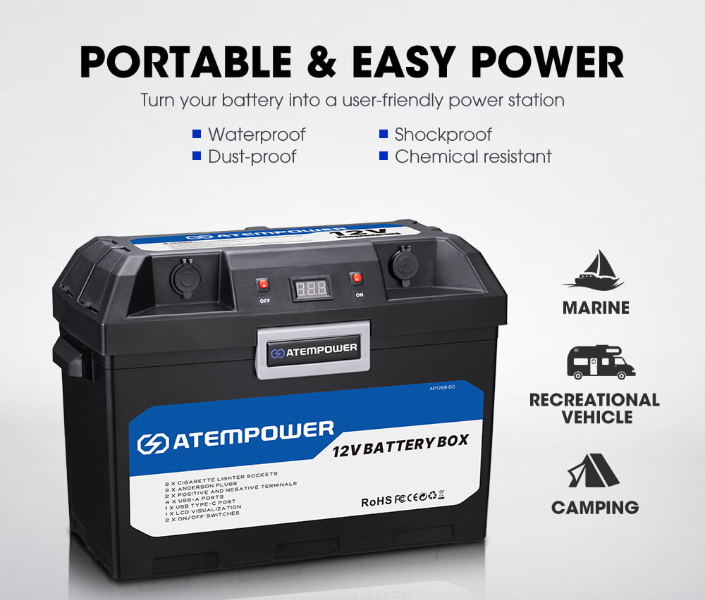 ATEM POWER Battery Box Dual Battery System with in-built VSR Isolator