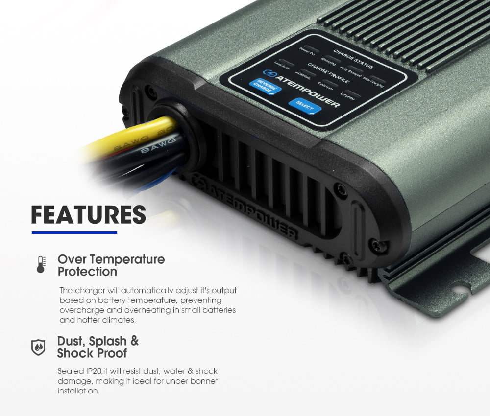 ATEM POWER 12V 40A DC to DC Battery Charger MPPT System Kit Isolator Dual Battery