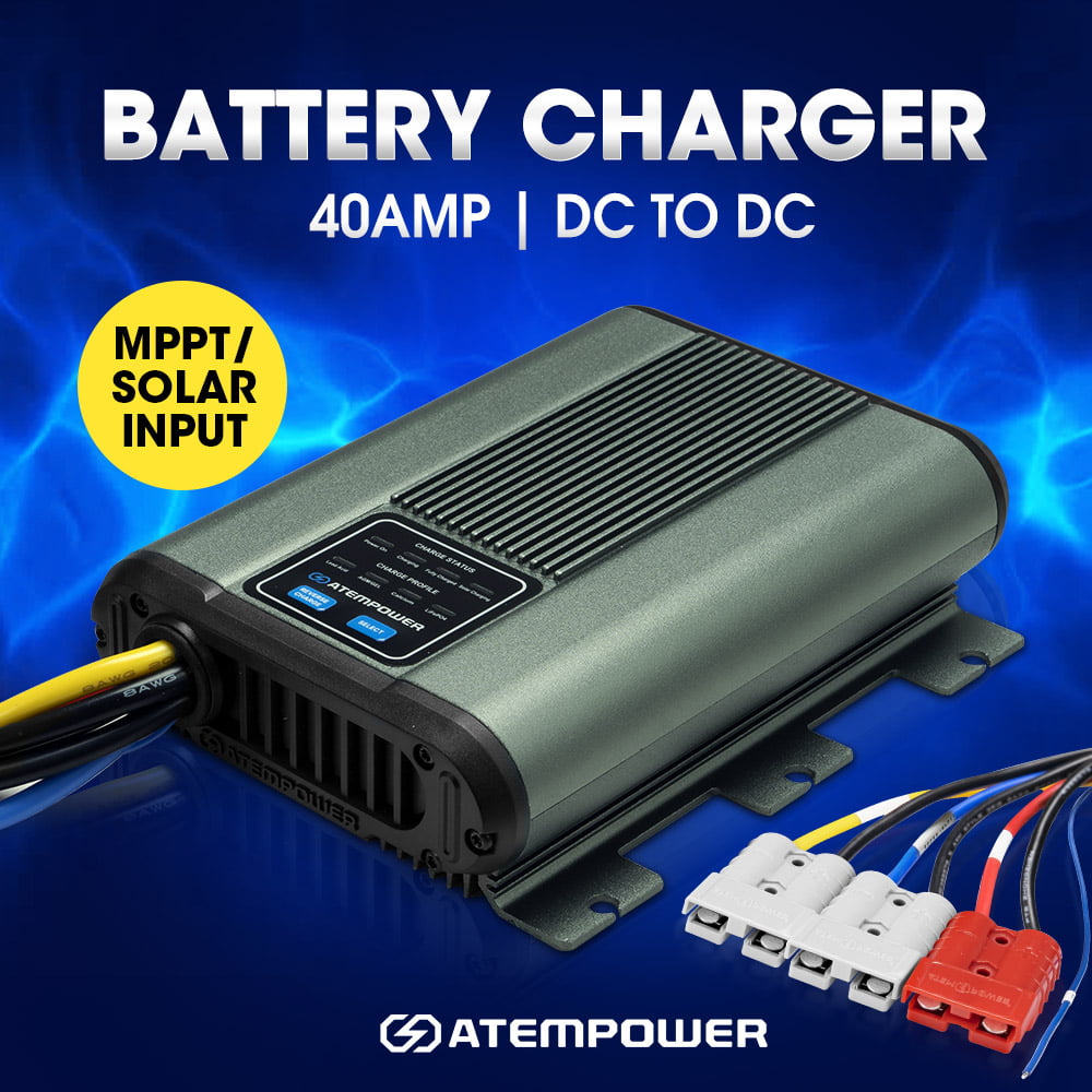 ATEM POWER 12V 40A DC to DC Battery Charger MPPT System Kit Isolator Dual Battery