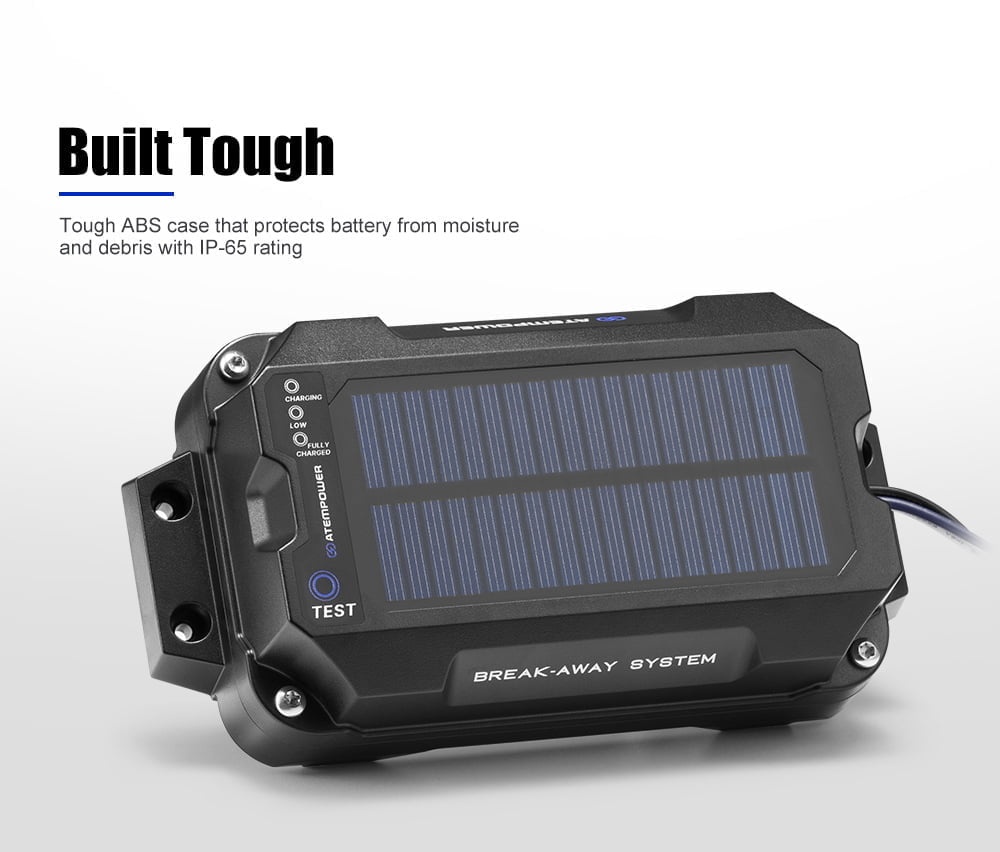 ATEM POWER Break Away System with Battery& Switch Solar Trailer Camper Electric