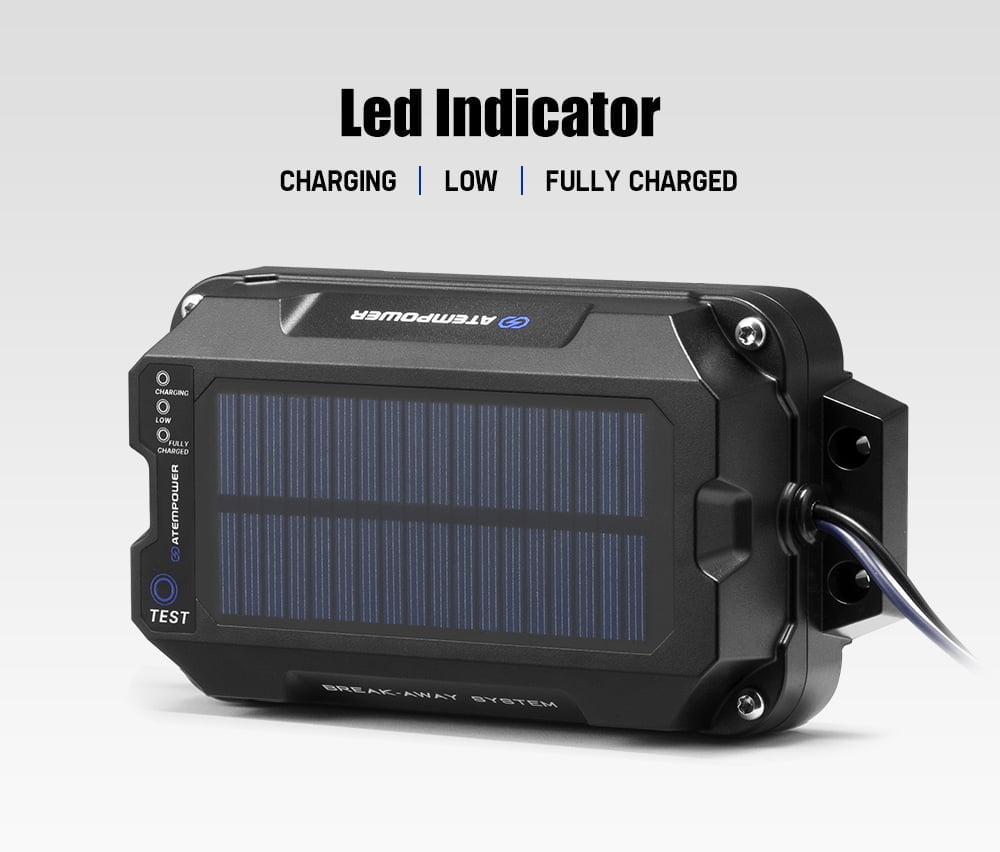 ATEM POWER Break Away System with Battery& Switch Solar Trailer Camper Electric