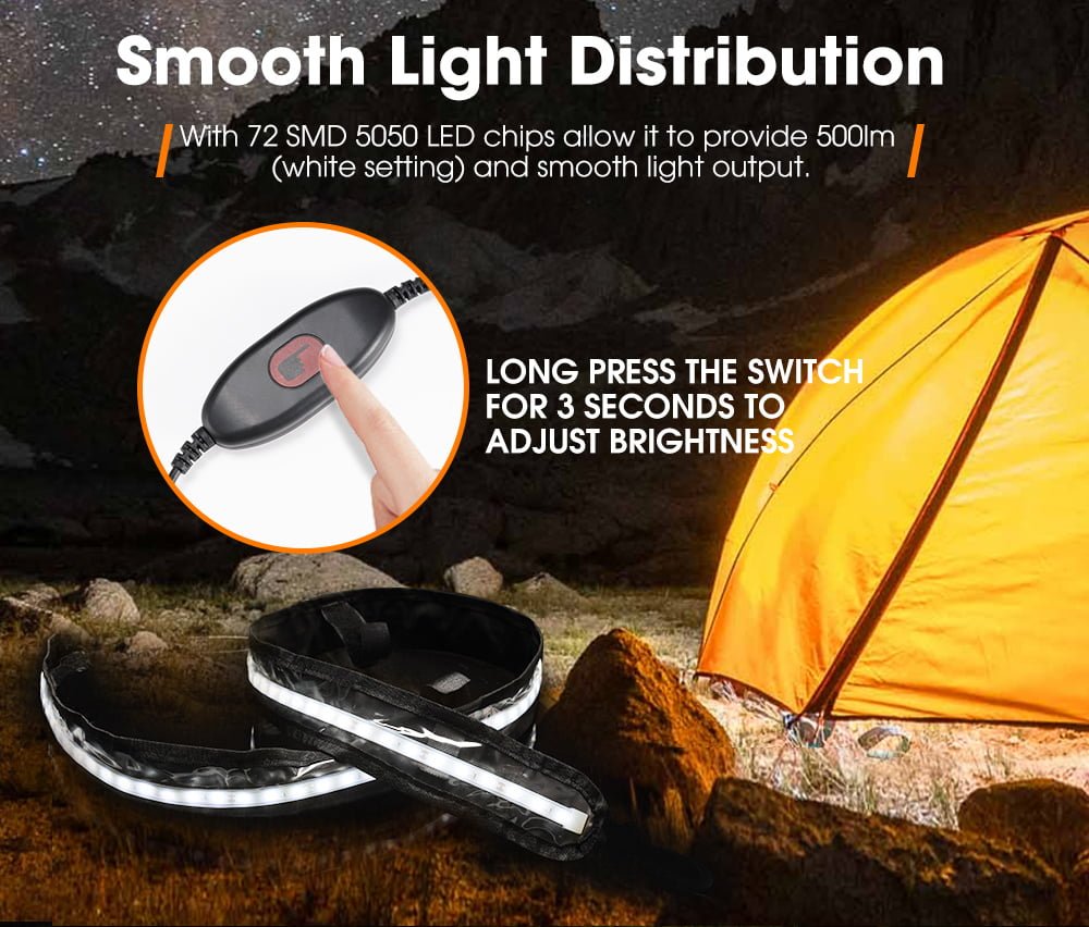 LIGHTFOX 1.3m 12V Flexible Led Camping Light 5050 SMD Waterproof Caravan Boat