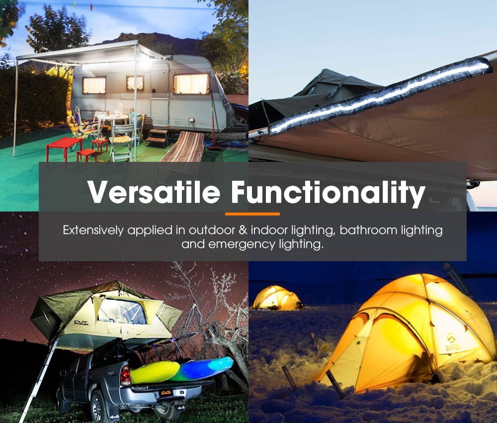 LIGHTFOX 1.3m 12V Flexible Led Camping Light 5050 SMD Waterproof Caravan Boat