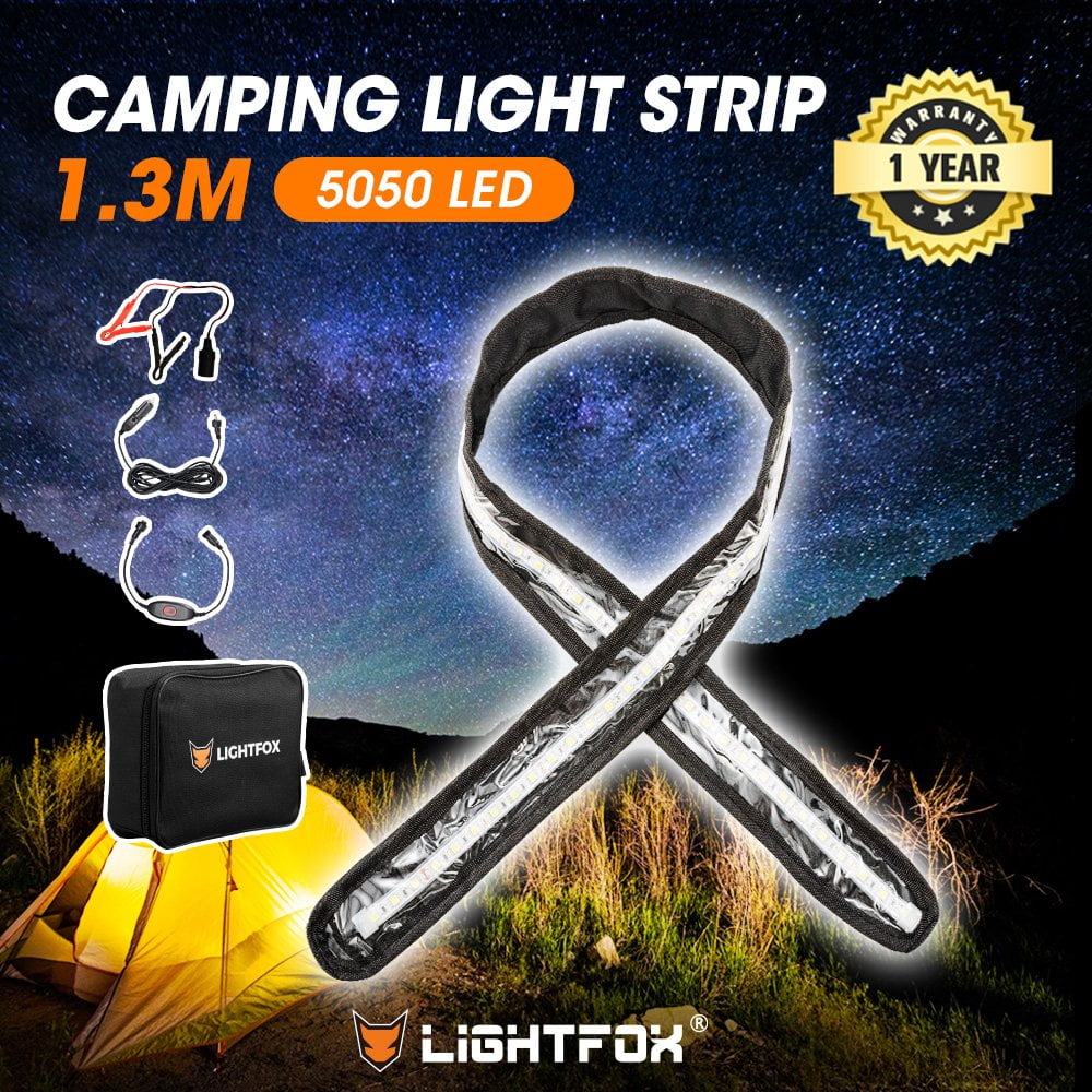 LIGHTFOX 1.3m 12V Flexible Led Camping Light 5050 SMD Waterproof Caravan Boat