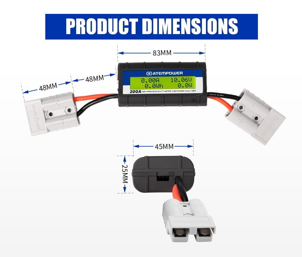 ATEM POWER 200 AMP Digital Volt Watt Meter Caravan Camping Solar 12V 4x4