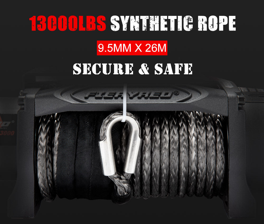 FIERYRED Electric Winch 13000LBS 12V Synthetic Rope