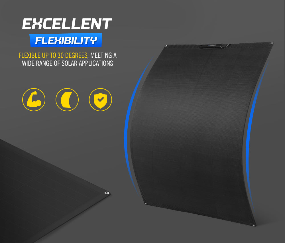 ATEM POWER 12V 200W Flexible Solar Panel Mono Shingled Caravan Battery Charging