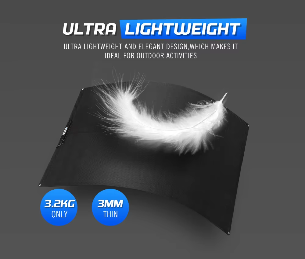 ATEM POWER 12V 200W Flexible Solar Panel Mono Shingled Caravan Battery Charging