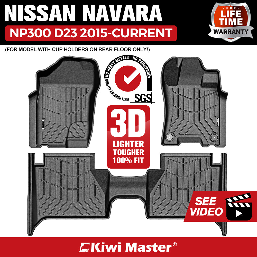 KIWI MASTER 3D TPE Floor Mats for Nissan Navara NP300 D23 2015-Current