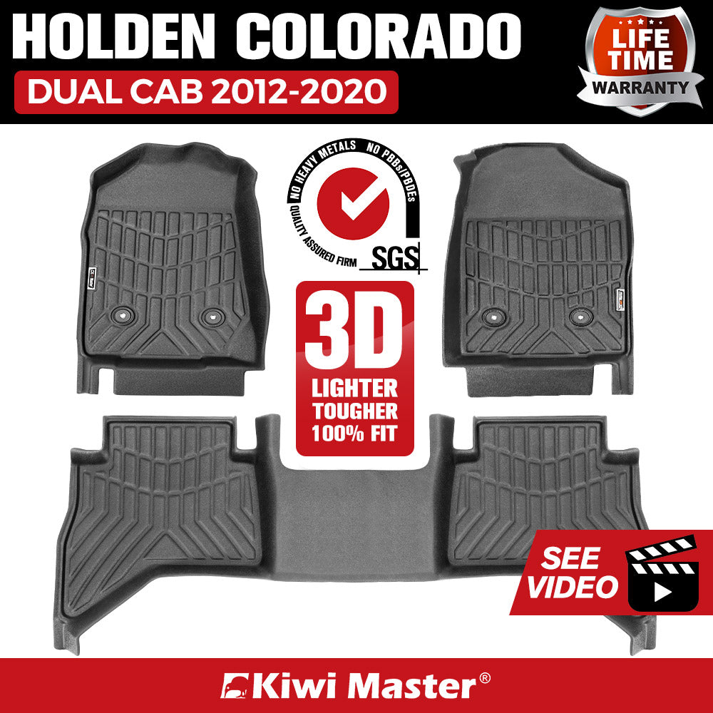 KIWI MASTER 3D TPE Car Floor Mats Fit Holden Colorado Dual Cab 2012-2020