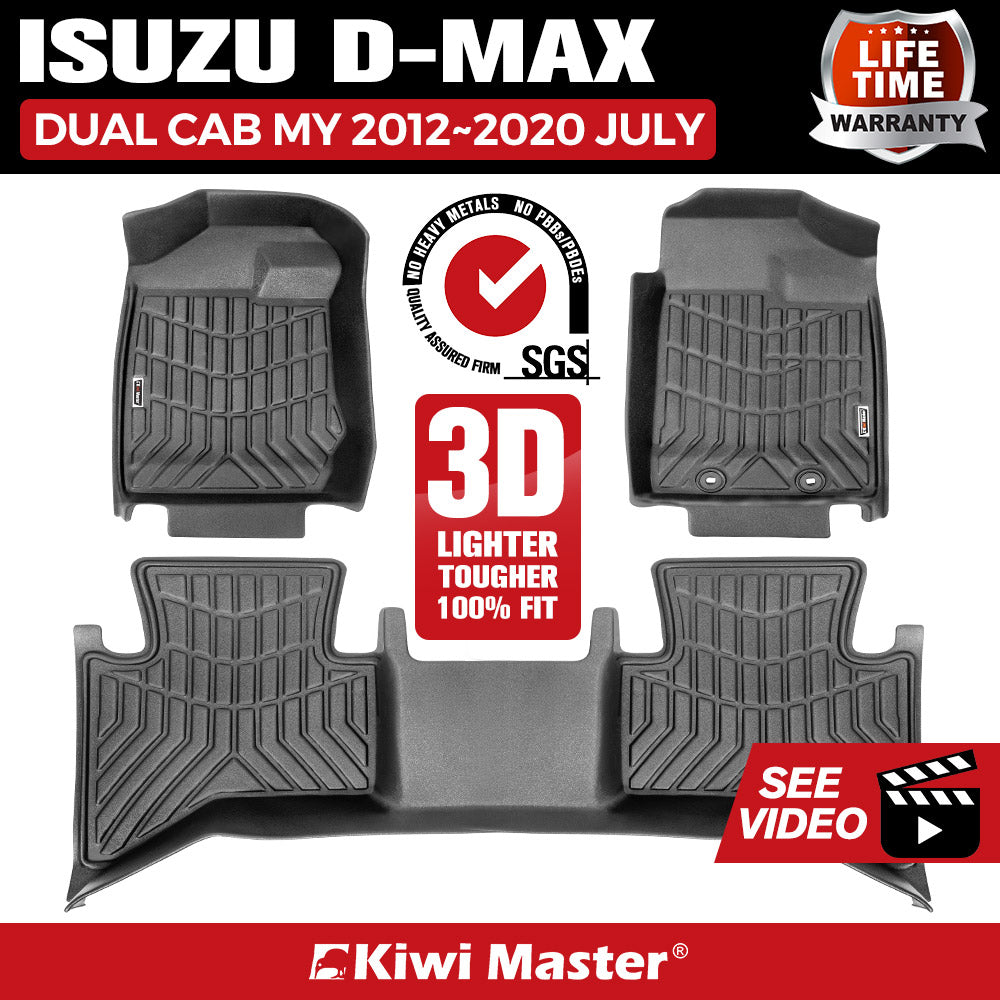 KIWI MASTER 3D TPE Car Floor Mats Fit ISUZU D-MAX DMAX Dual Cab MY 2012~2020 JULY