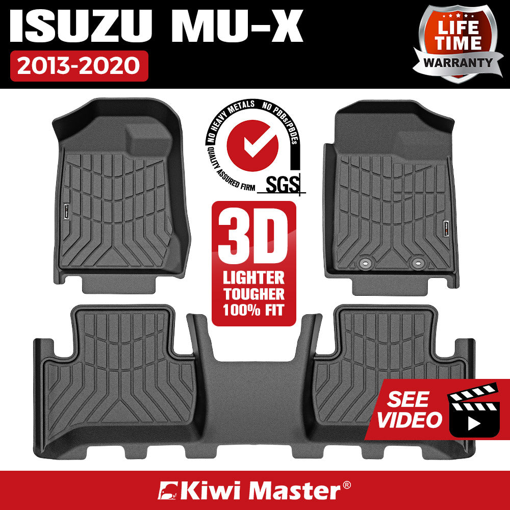 KIWI MASTER 3D TPE Car Floor Mats Liner for Isuzu MU-X MUX 2013-2020
