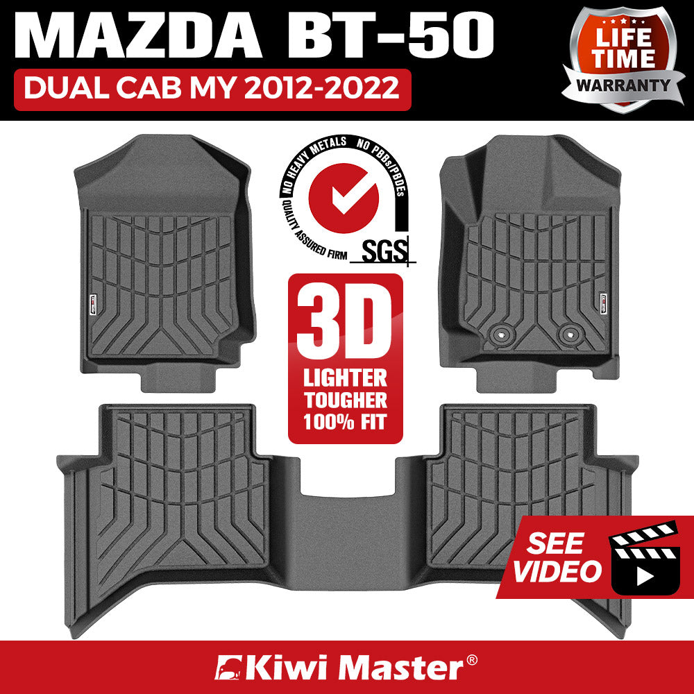 KIWI MASTER 3D TPE Car Floor Mats Liner Fit Mazda BT50 BT-50 Dual Cab 2011-MY2021
