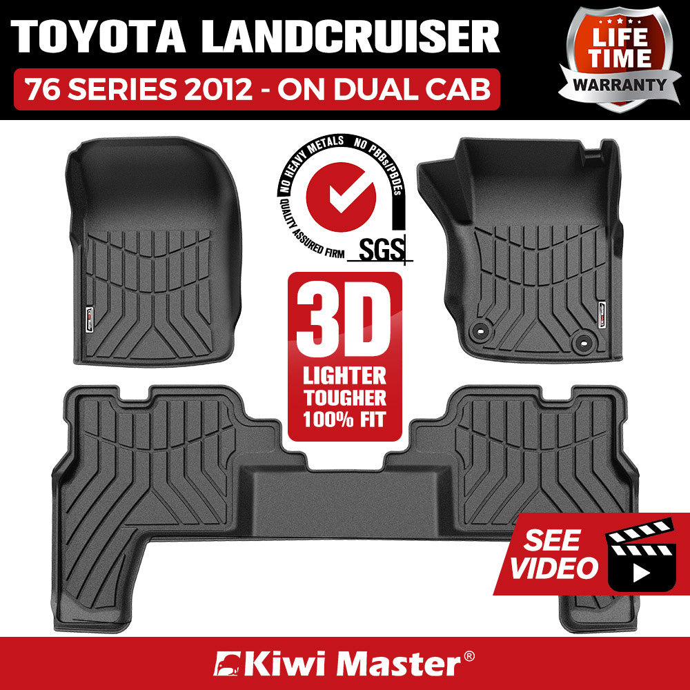 KIWI MASTER Car Floor Mats fit Toyota Landcruiser 76 Series 2012 - ON GXL Dual Cab