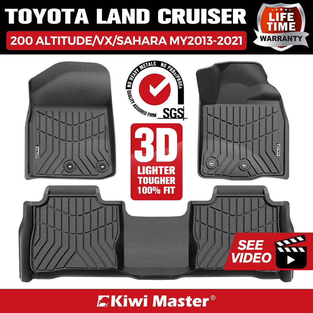 KIWI MASTER 3D TPE Car Floor Mats Liner fit  Toyota Land Cruiser 200 Altitude/VX/Sahara MY2013-2021