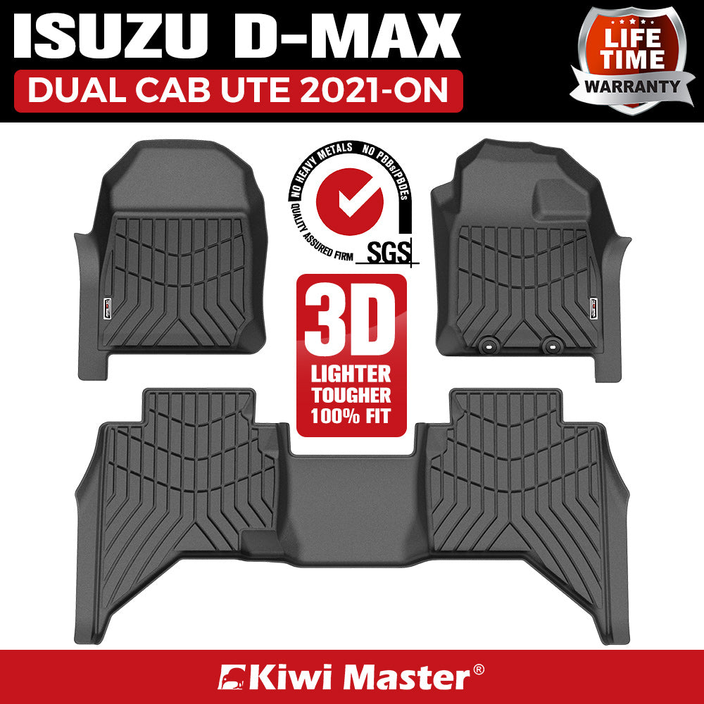KIWI MASTER 3D TPE Car Floor Mats Fit ISUZU D-MAX DMAX Dual Cab UTE 2021+