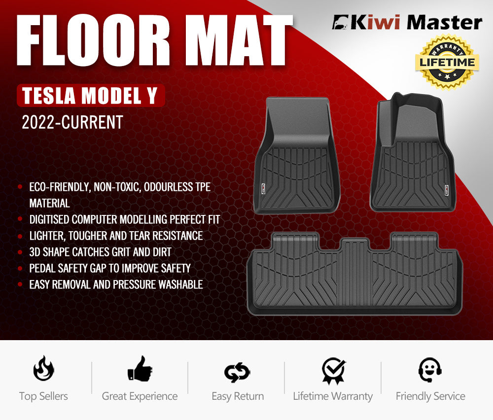 KIWI MASTER 3D TPE Car Floor Mats Fit Tesla Model Y 2022-ON