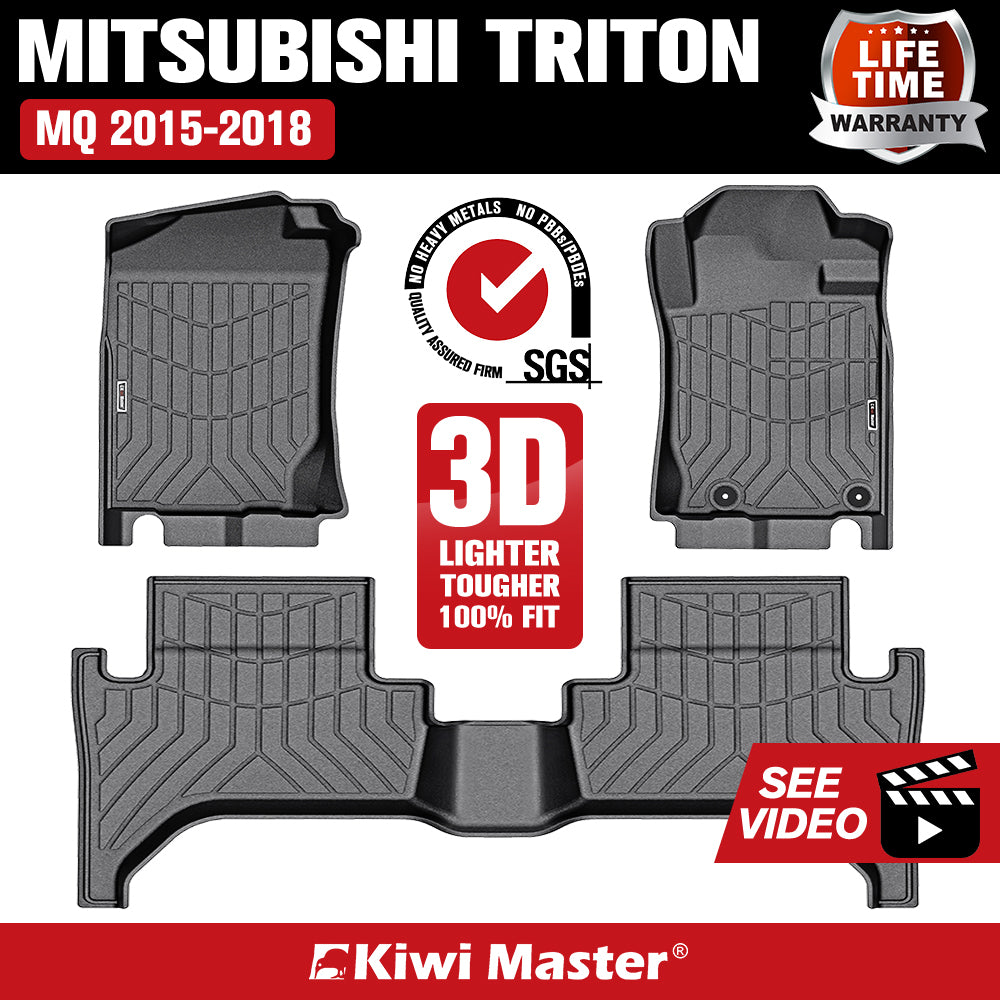 KIWI MASTER 3D TPE Car Floor Mats Fit Mitsubishi Triton MQ 2015-2018
