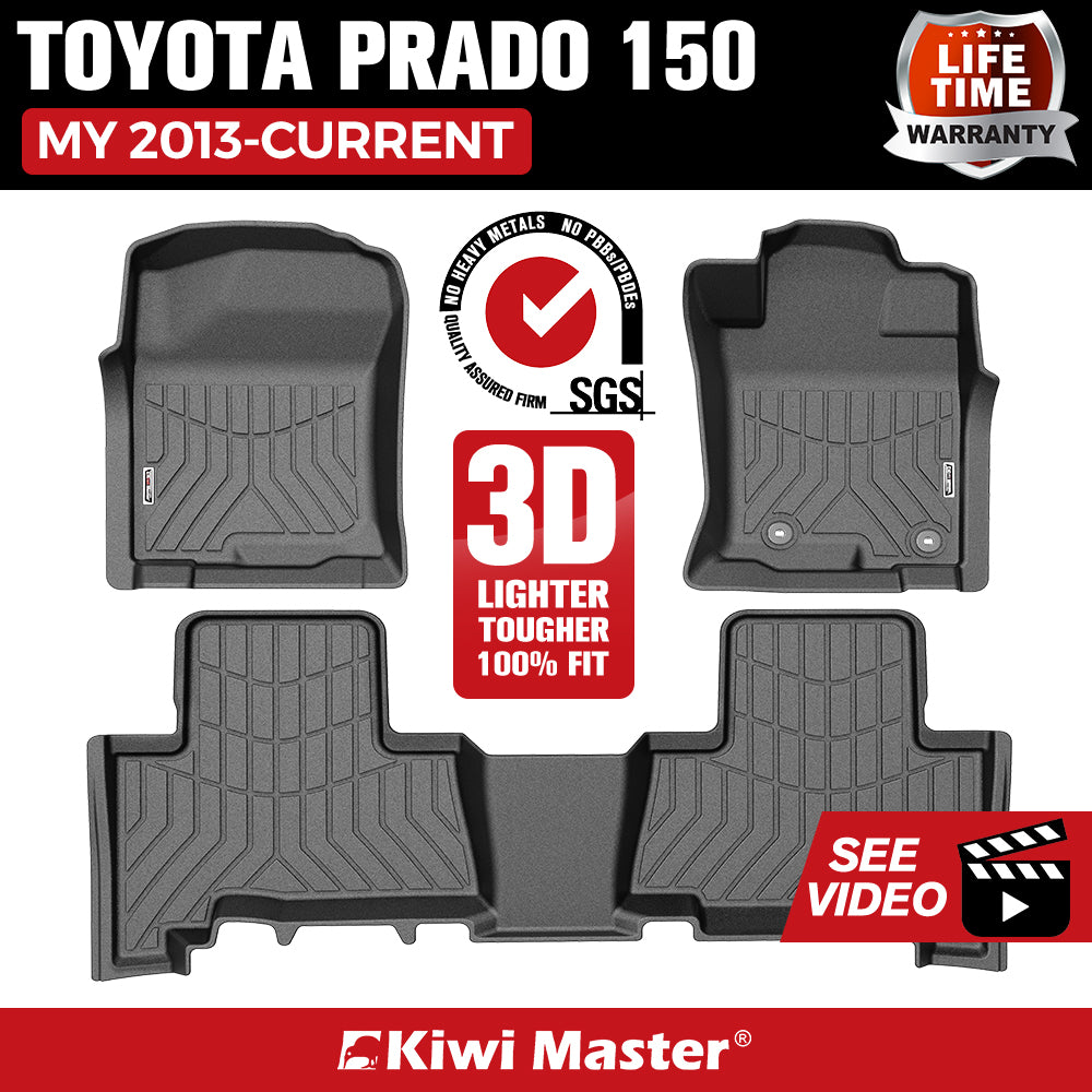 KIWI MASTER 3D TPE Car Floor Mats Liner fit Toyota Landcruiser Prado 150 MY2013-Current