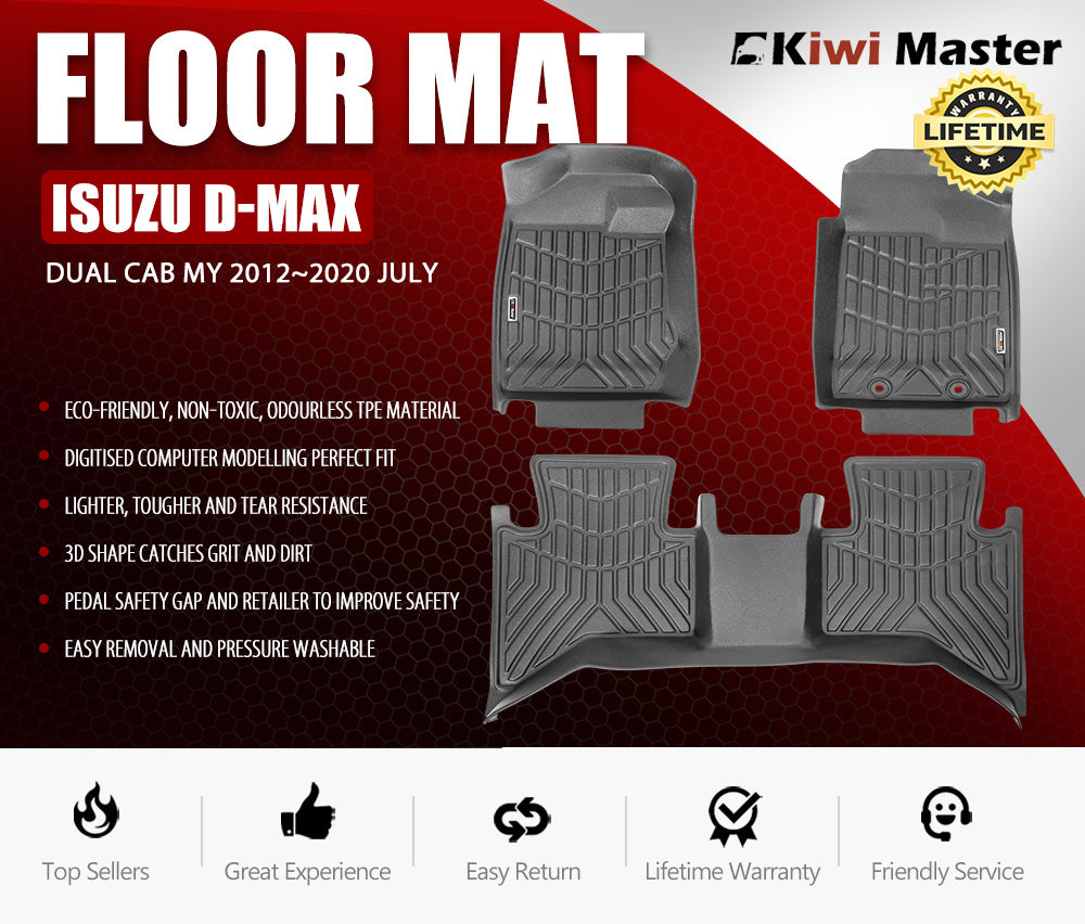 KIWI MASTER 3D TPE Car Floor Mats Fit ISUZU D-MAX DMAX Dual Cab MY 2012~2020 JULY