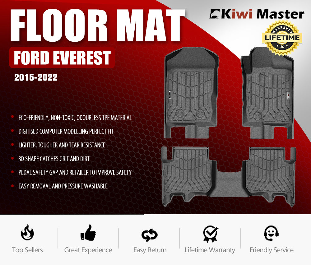 KIWI MASTER 3D TPE Car Floor Mats Fit Ford Everest 2015-2022