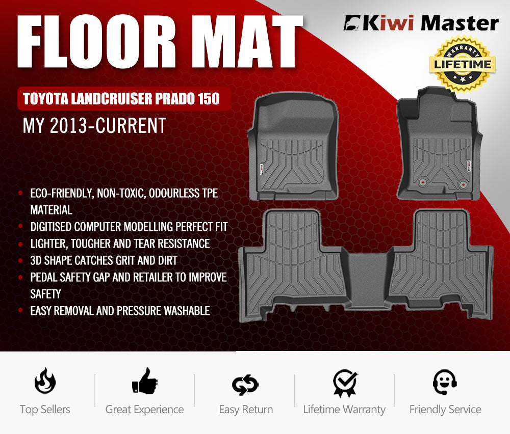 KIWI MASTER 3D TPE Car Floor Mats Liner fit Toyota Landcruiser Prado 150 MY2013-Current