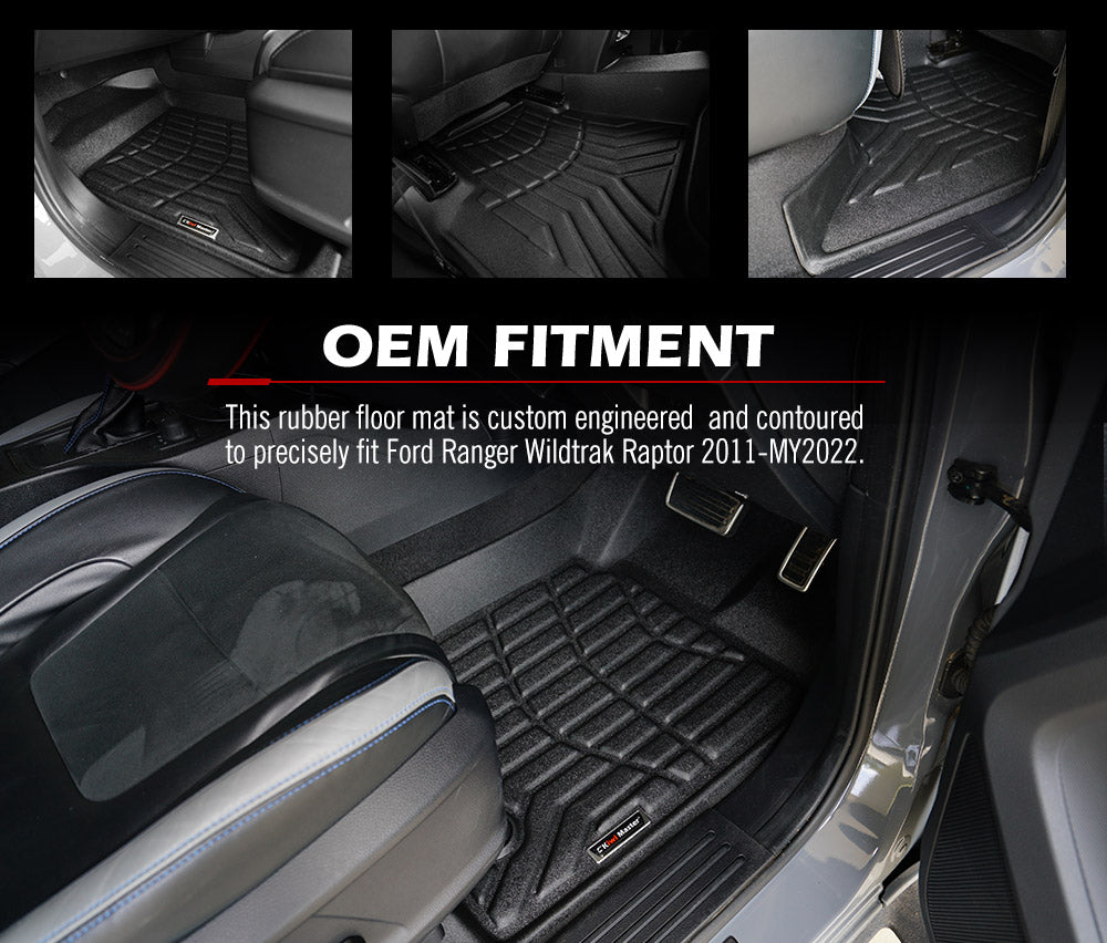 KIWI MASTER 3D TPE Car Floor Mat for Ford Ranger Wildtrak Raptor 2011-2022