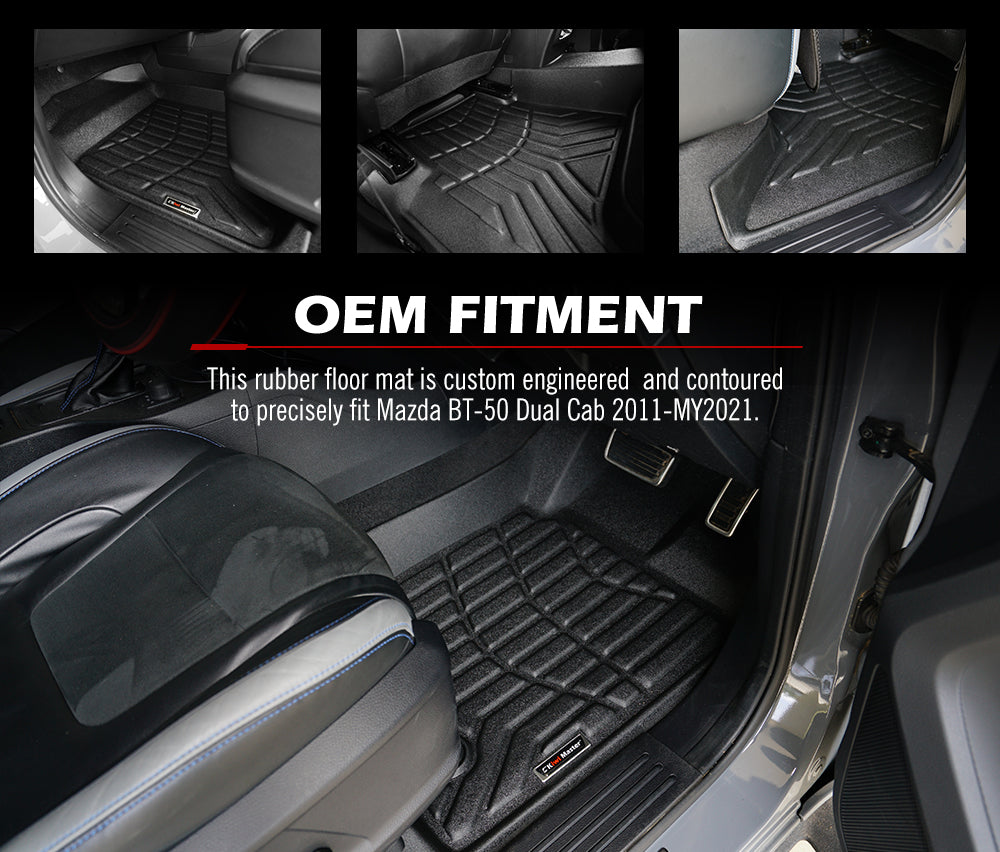 KIWI MASTER 3D TPE Car Floor Mats Liner Fit Mazda BT50 BT-50 Dual Cab 2011-MY2021