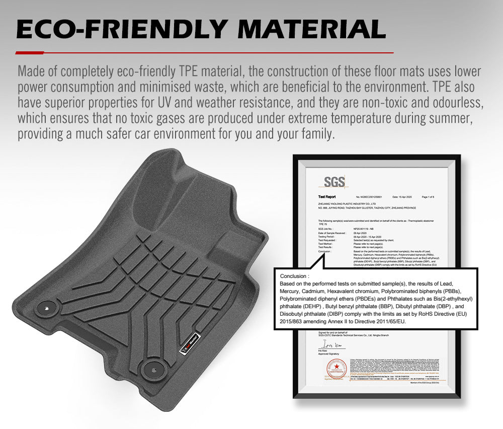 KIWI MASTER 3D TPE Car Floor Mats Liner fit for Nissan Navara NP300 D23 2015-Current